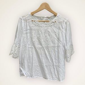 White Stuff Embroidered Linen Top size Medium